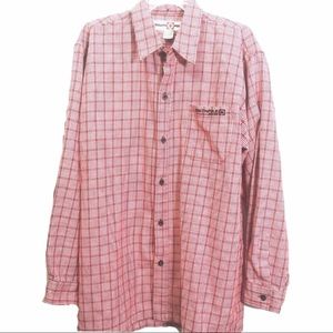 4/$25 Sale  L red white plaid flannel shirt